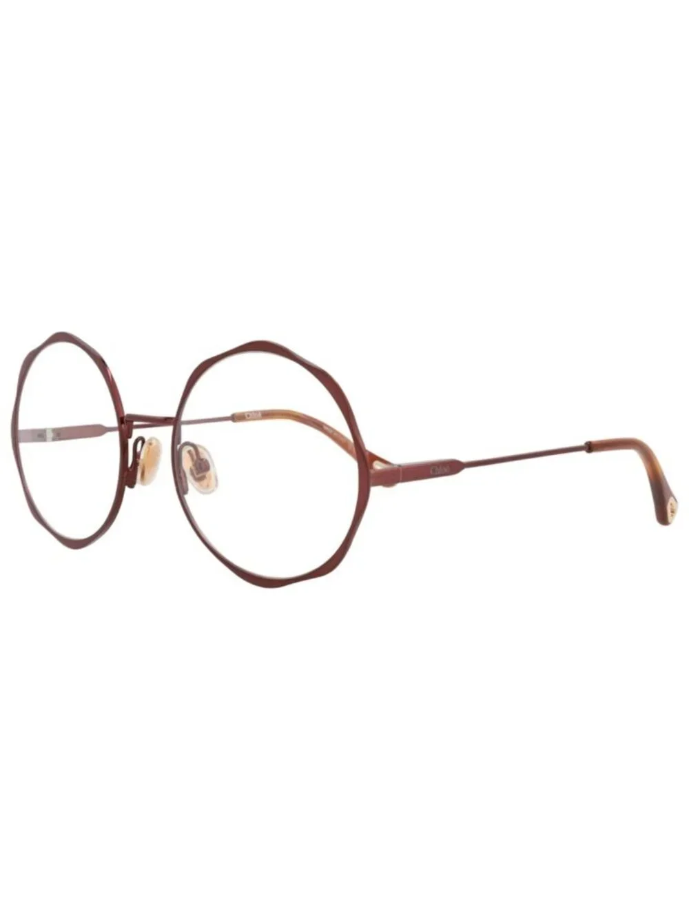 New Chloé Women's Eyeglasses Round Oval Metal Frame Brown Brown Transparent